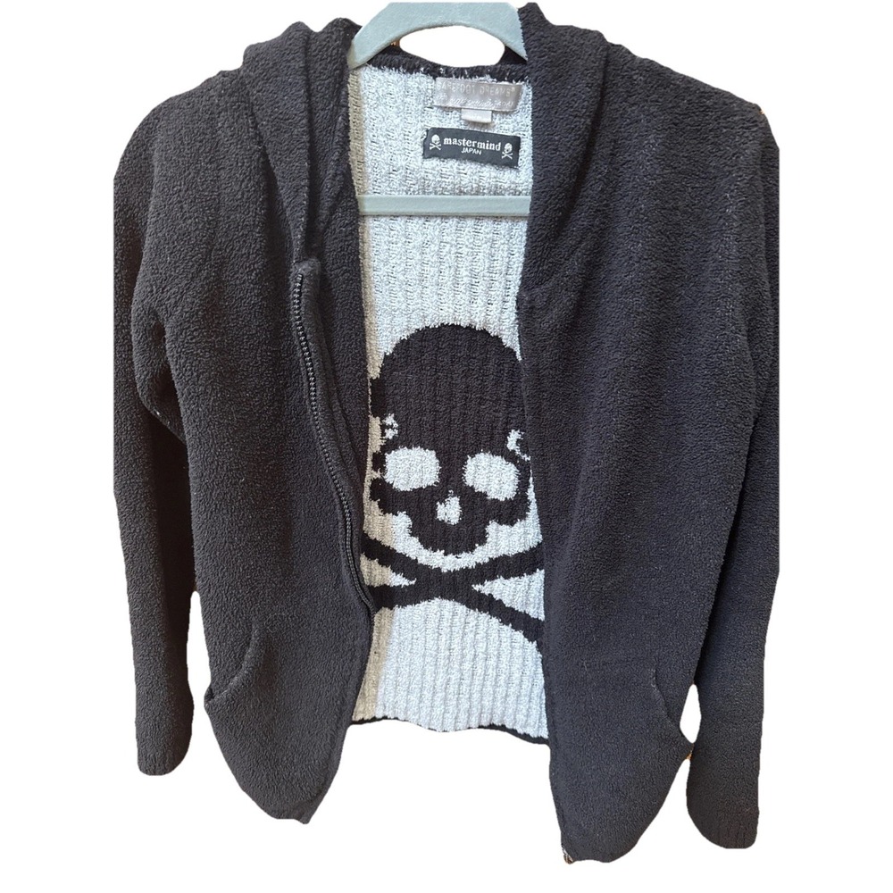 Barefoot Dreams x Mastermind Japan Black CozyChic Skull Zip Hoodie XS C534-M2